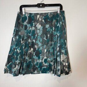 Lavia 18 Pleated A-line Skirt Womens Size EUR 42 Black Green Lined Side Zip‎